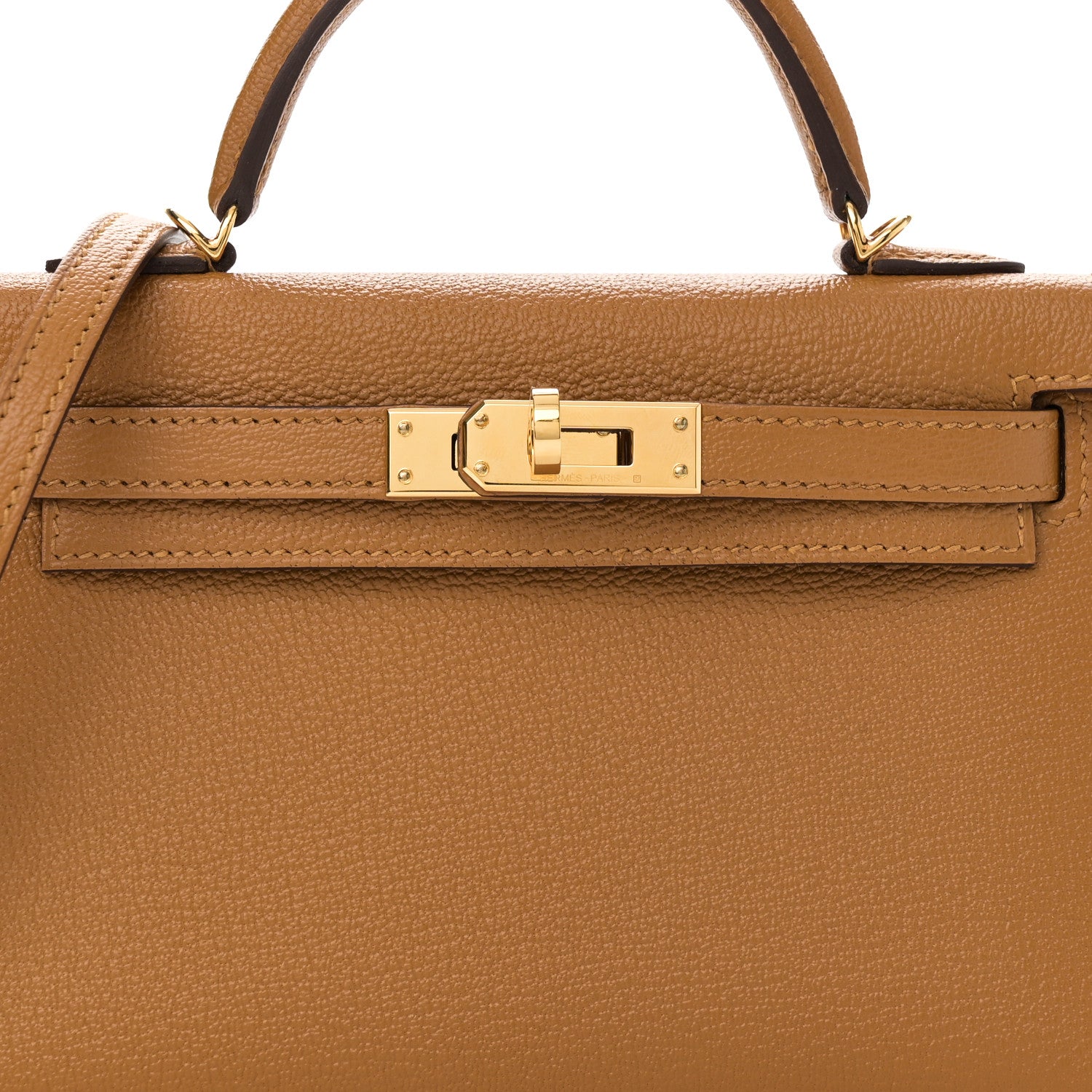 Hermes Chevre Mysore Verso Mini Kelly Sellier 20 Caramel Cacao