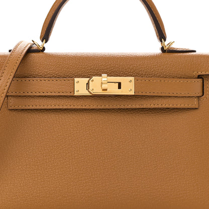 Hermes Chevre Mysore Verso Mini Kelly Sellier 20 Caramel Cacao 7 of 10