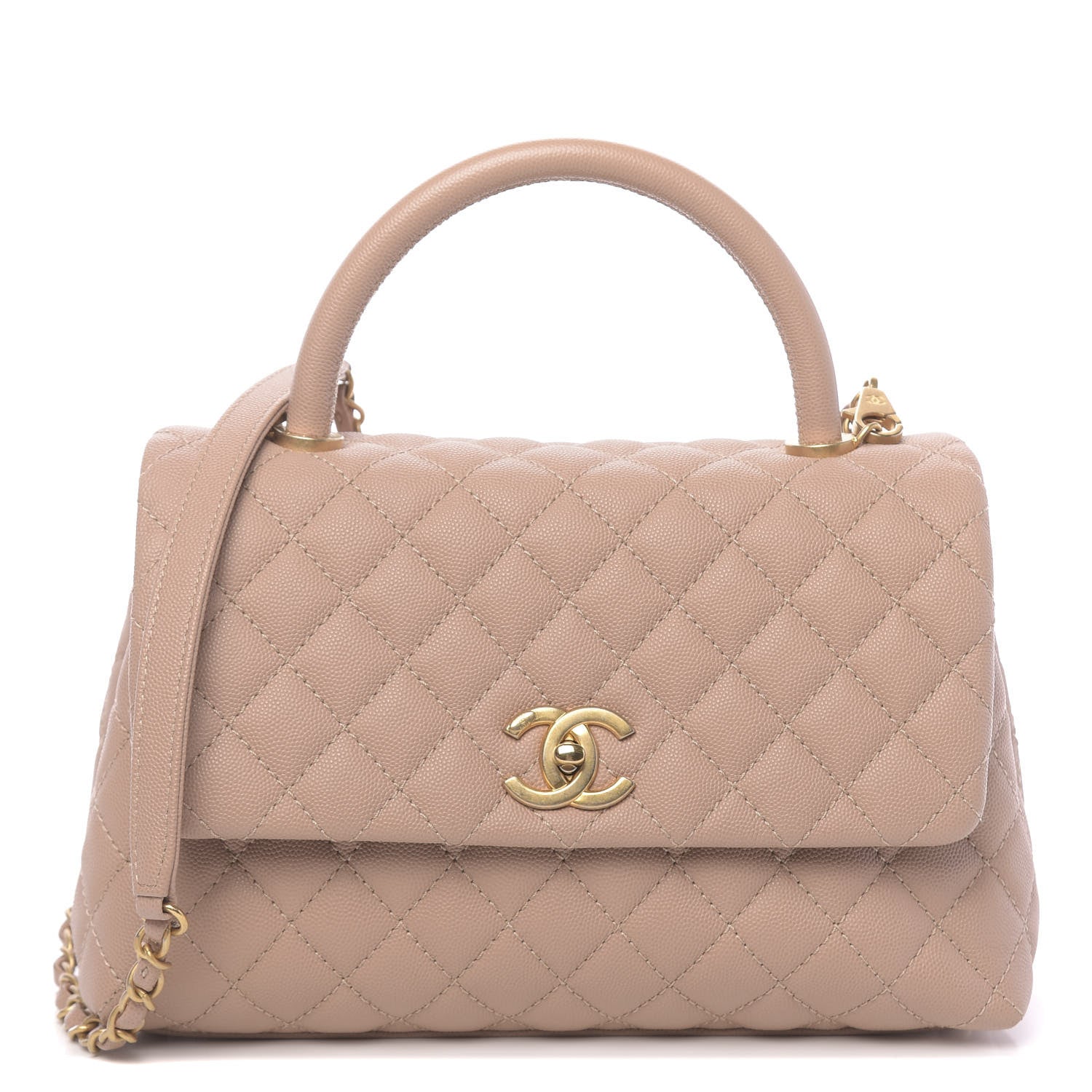 Chanel Caviar Quilted Small Coco Handle Flap Light Beige 1 of 10