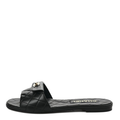 Chanel Lambskin Quilted CC Turnlock Sandals 38.5 Black 1 of 8