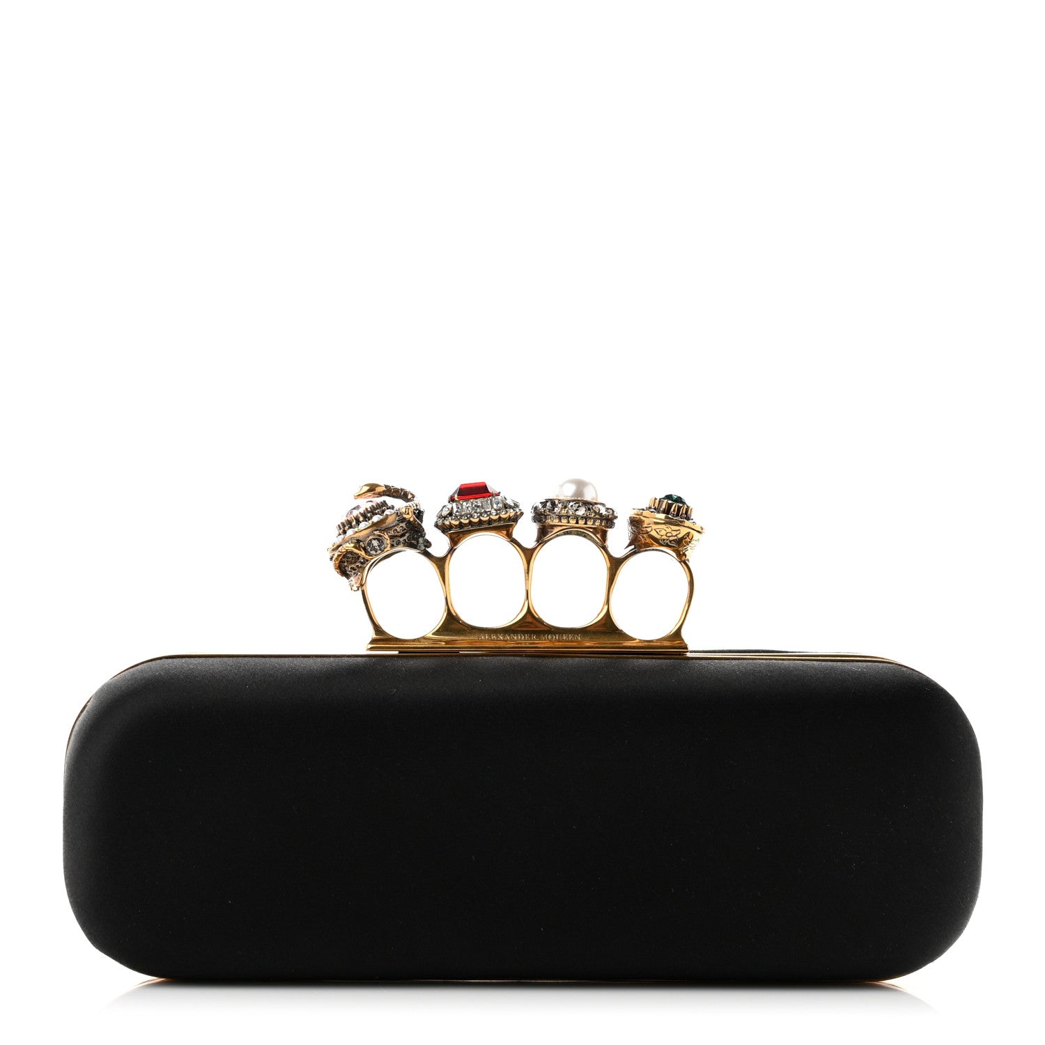 Alexander McQueen Silk Knucklebox Clutch Black 1 of 6