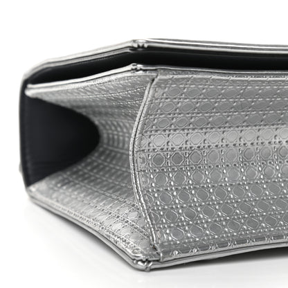 Christian Dior Metallic Patent Micro-Cannage Medium Diorama Flap Bag Silver 7 of 8