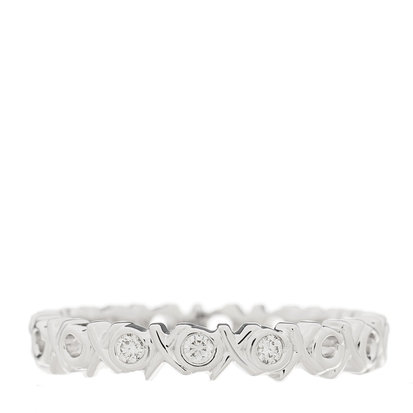 18K White Gold Diamond Love and Kisses Band Ring 53 6.5