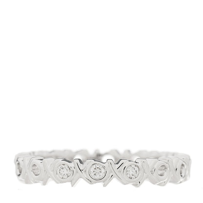 Tiffany 18K White Gold Diamond Love and Kisses Band Ring 53 6.5 1 of 5