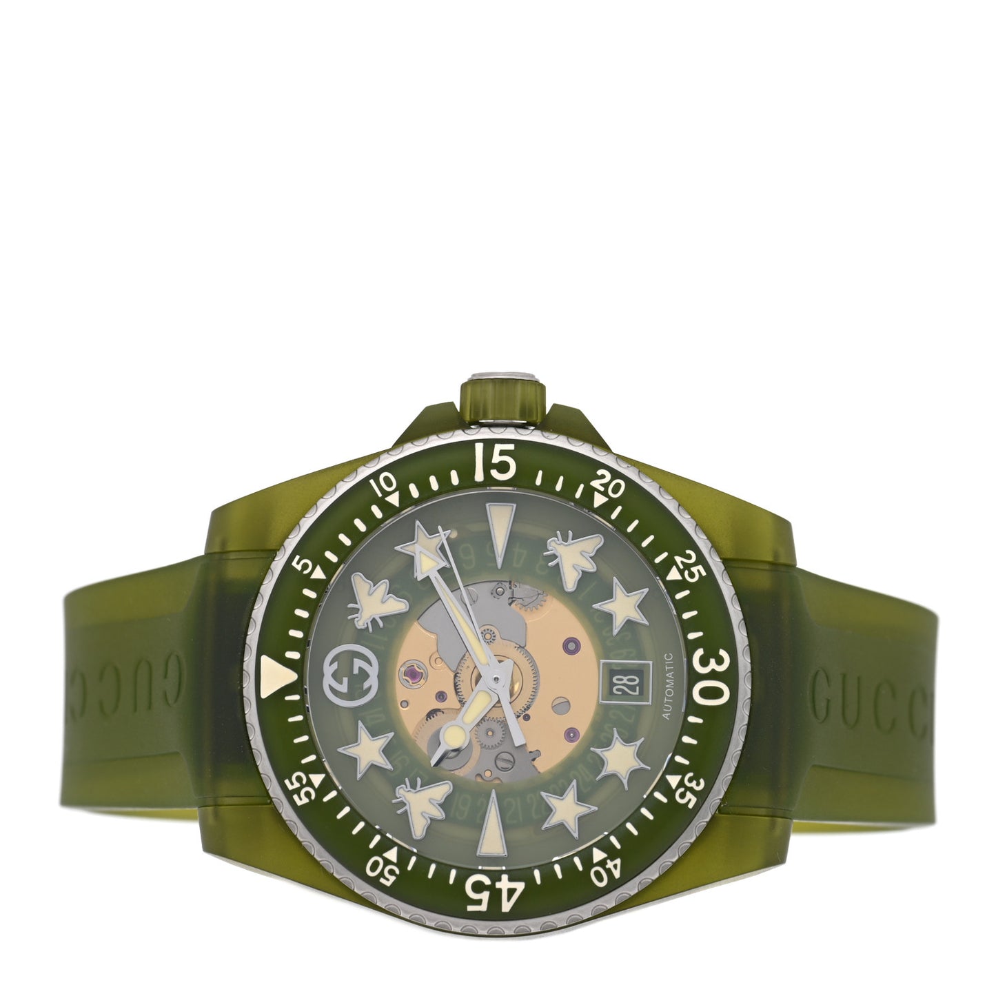 Stainless Steel Rubber 40mm Dive Quartz Watch Green