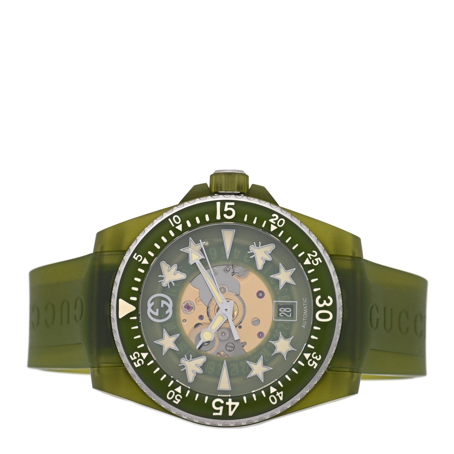 Gucci Stainless Steel Rubber 40mm Dive Quartz Watch Green 2 of 5