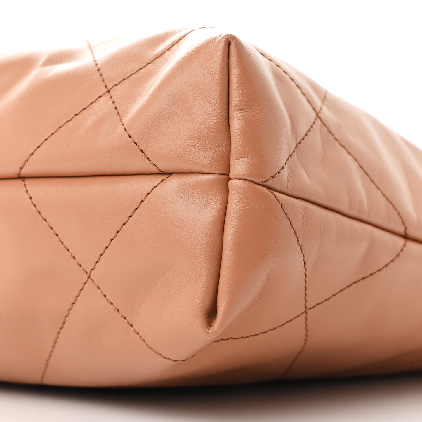 Shiny Calfskin Quilted Small Chanel 22 Beige