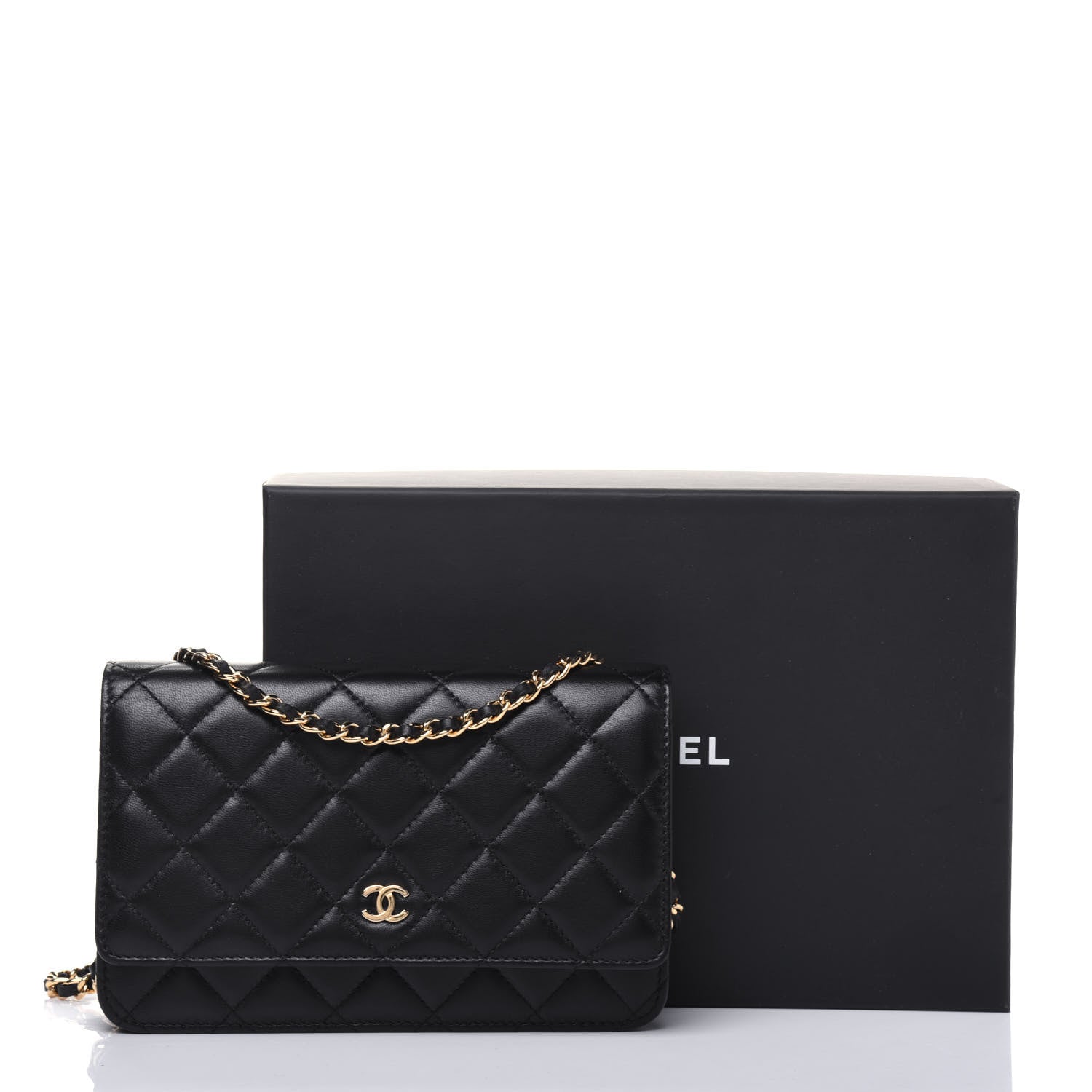 Chanel Lambskin Quilted Wallet On Chain WOC Black 15 of 15