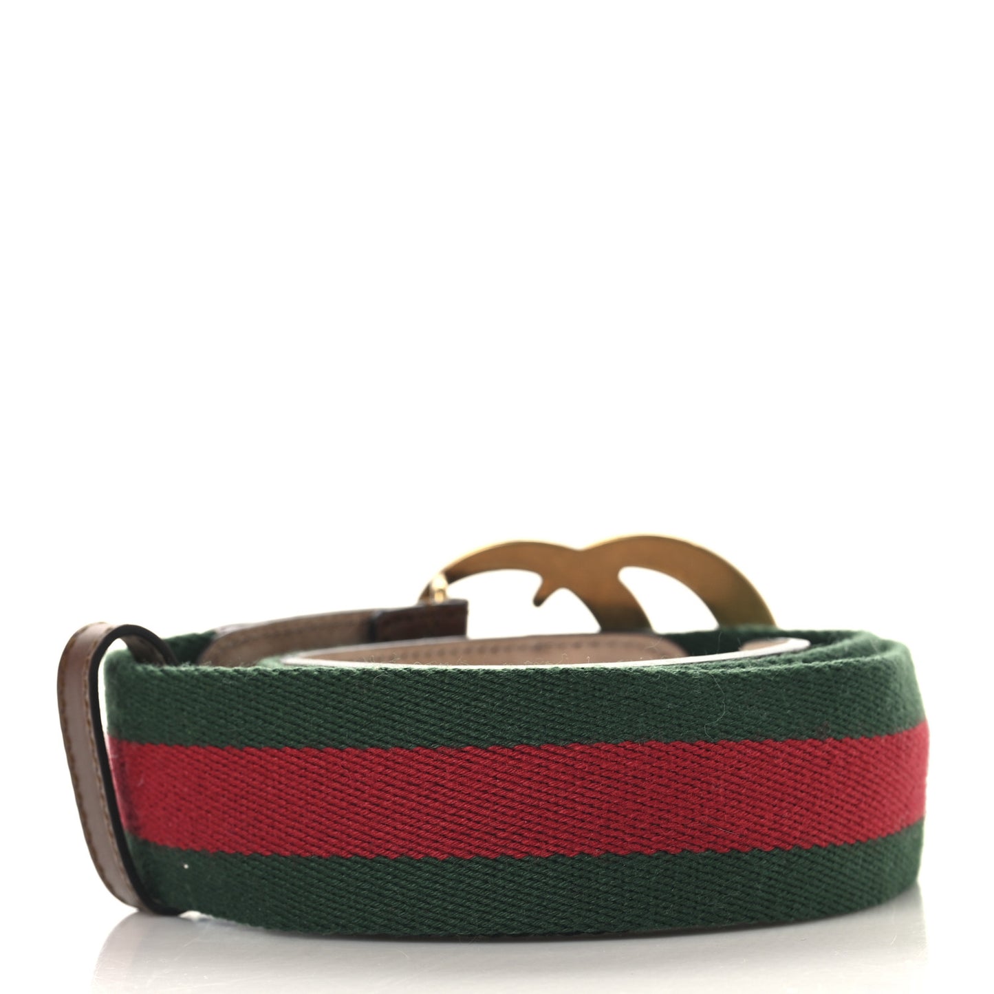 Nylon Calfskin Double G Web 40mm Belt 85 34 Green Red Cuir