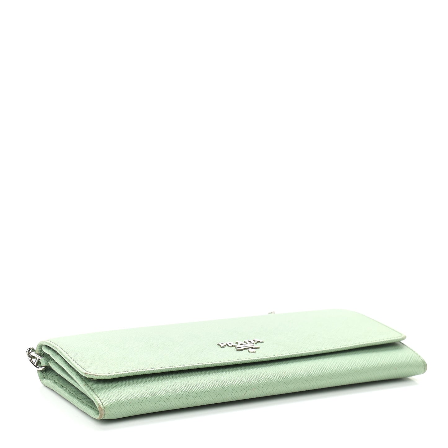 Saffiano Metal Oro Chain Wallet Acquamarina