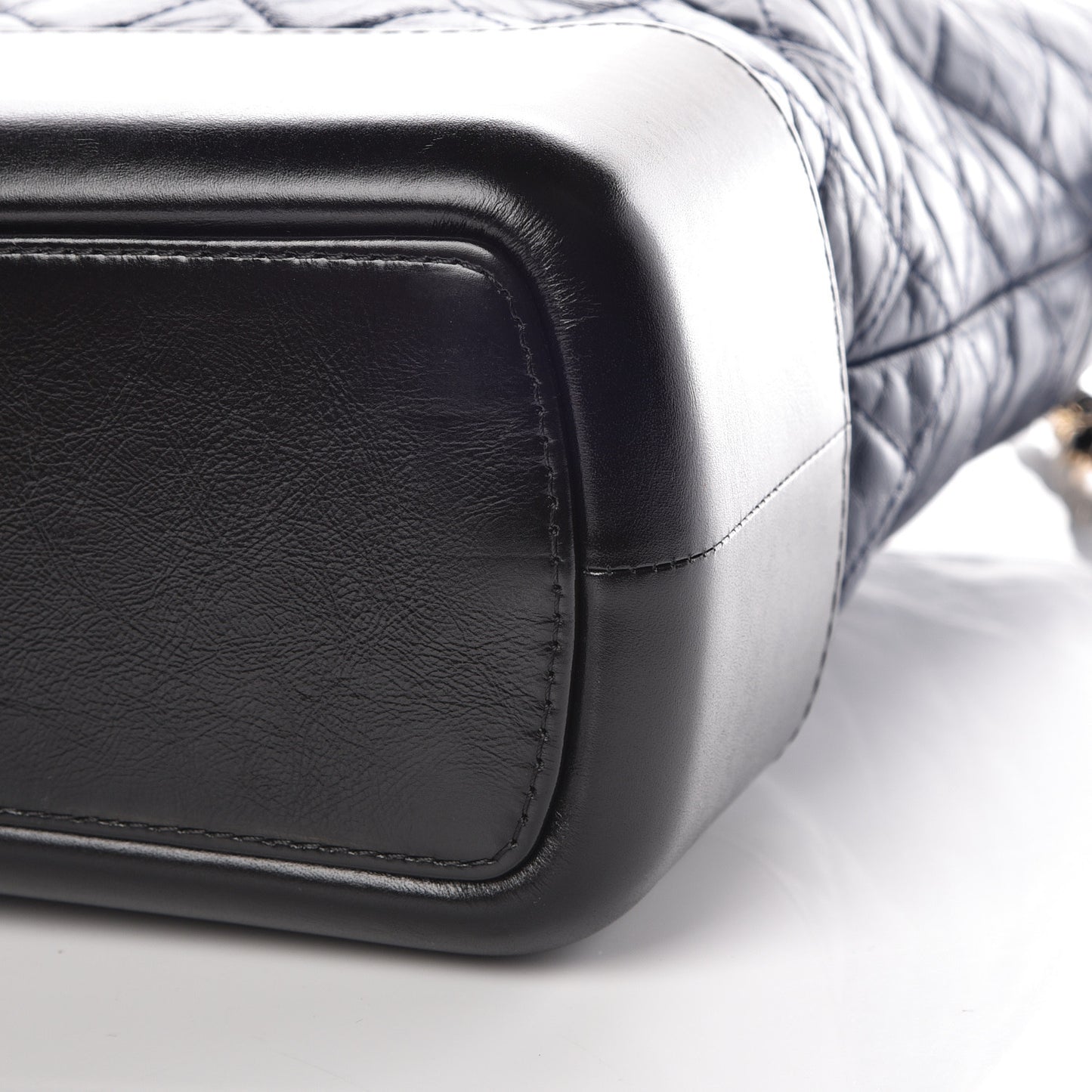 Aged Calfskin Quilted Large Gabrielle Shopping Tote Navy Black