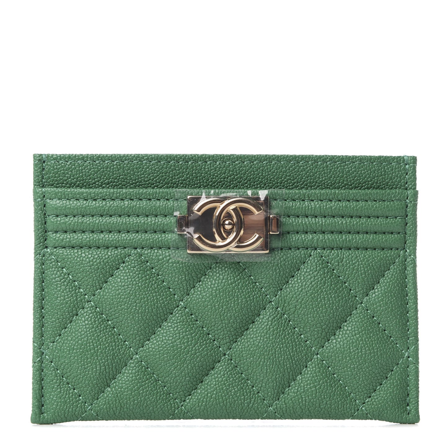 Caviar Quilted Boy Card Holder Green