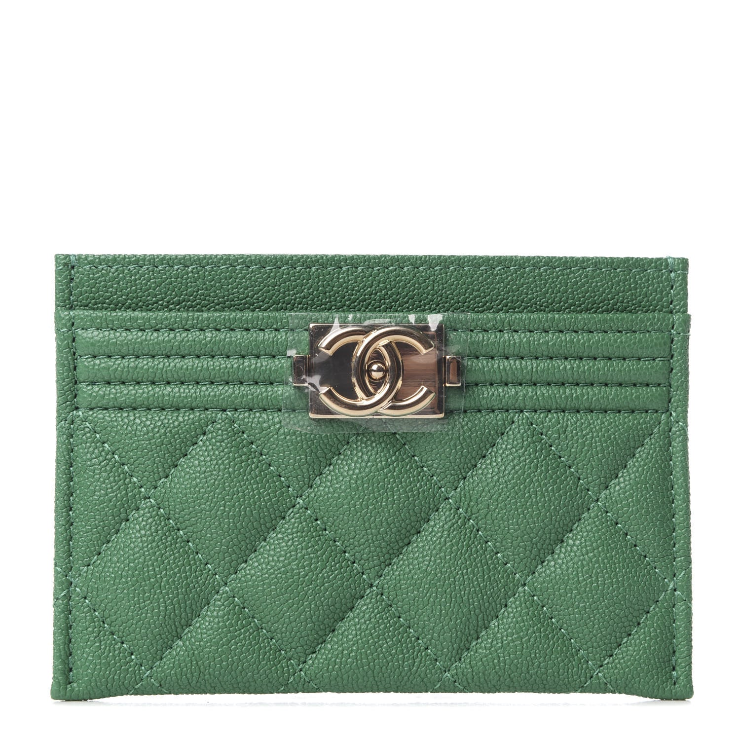 Chanel Caviar Quilted Boy Card Holder Green 1 of 9
