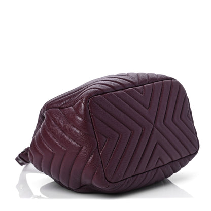 Chanel Deerskin Chevron Small CC Chain Bucket Bag Burgundy 4 of 8