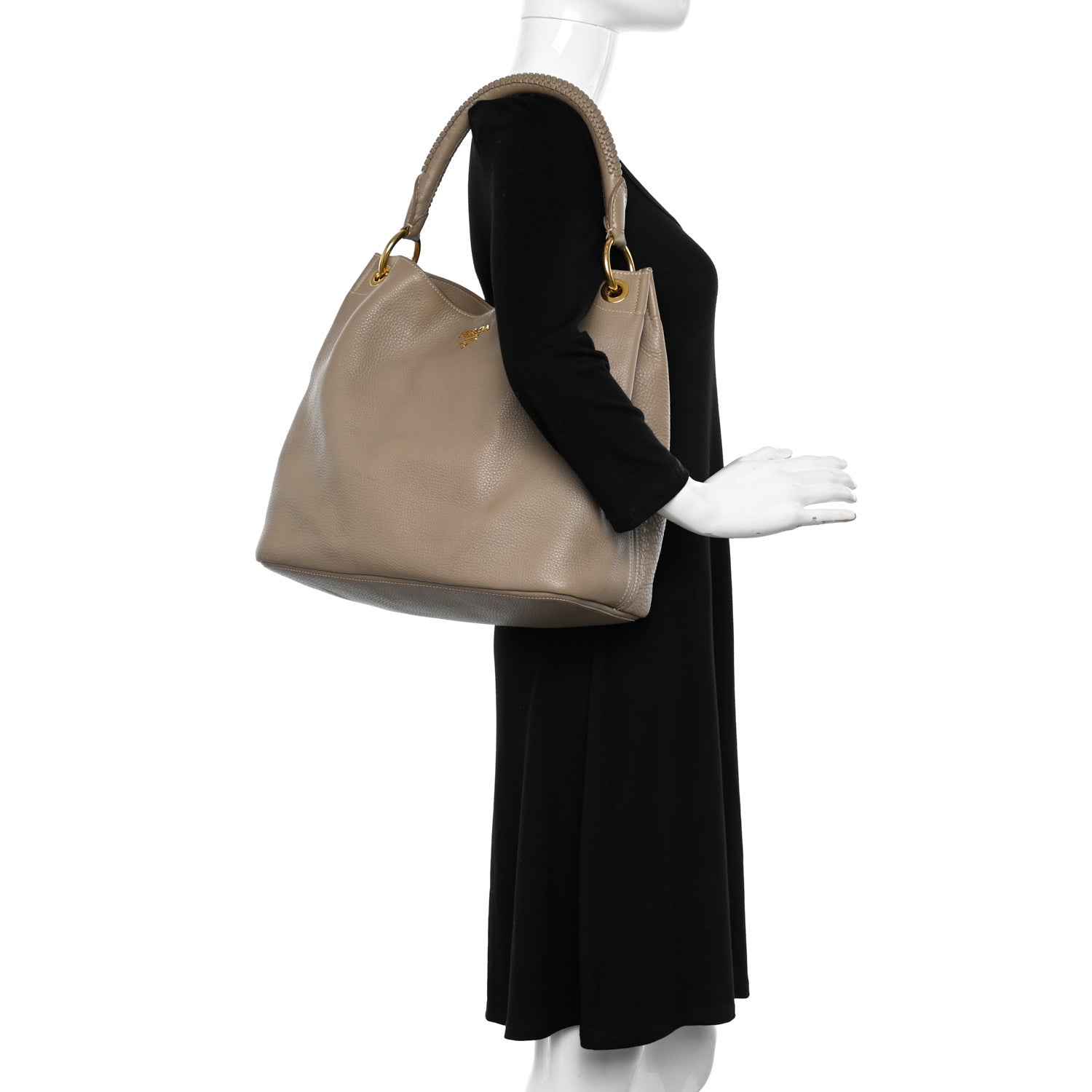 Prada Vitello Daino Shoulder Bag Argilla 2 of 13