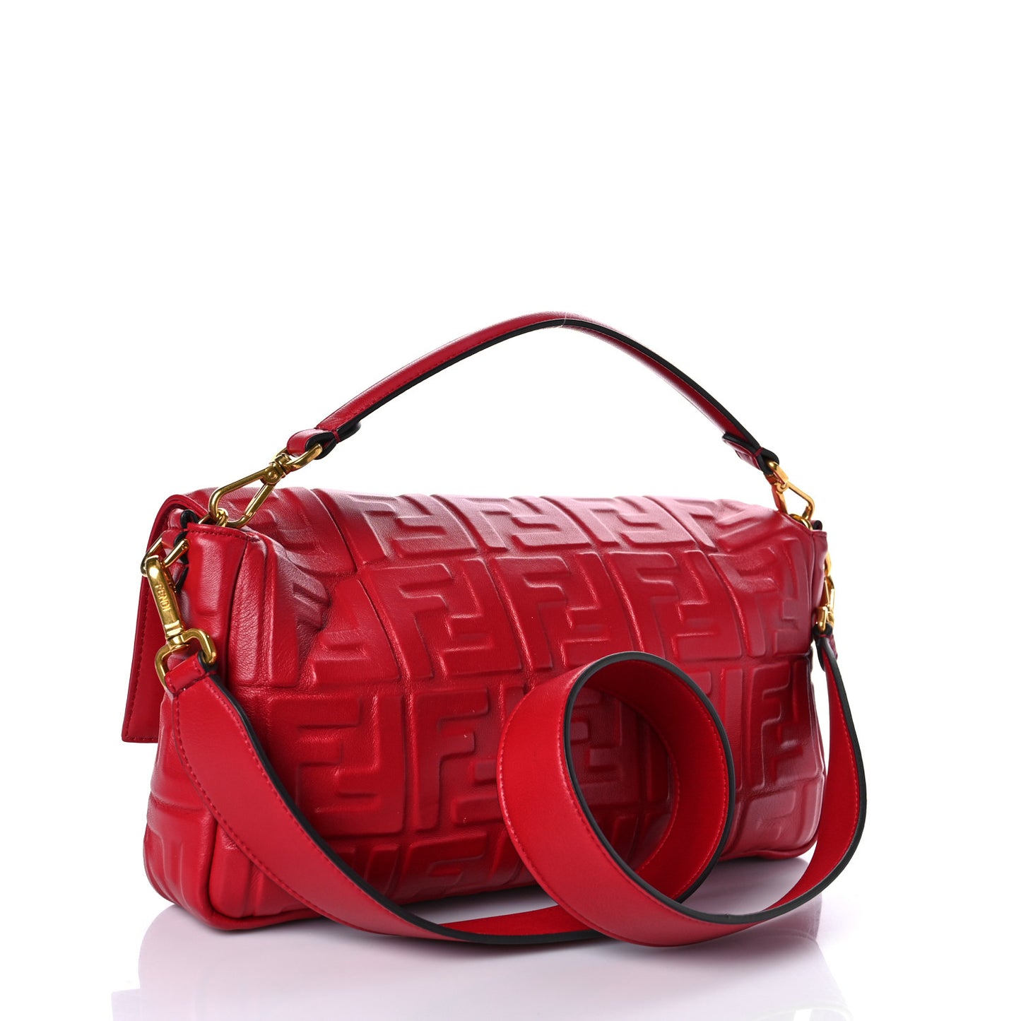 Nappa FF 1974 Embossed Large Baguette Fragola