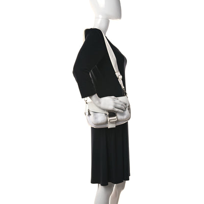 Prada Re-Nylon Spazzolato Double Pocket Buckle Shoulder Bag White 2 of 12