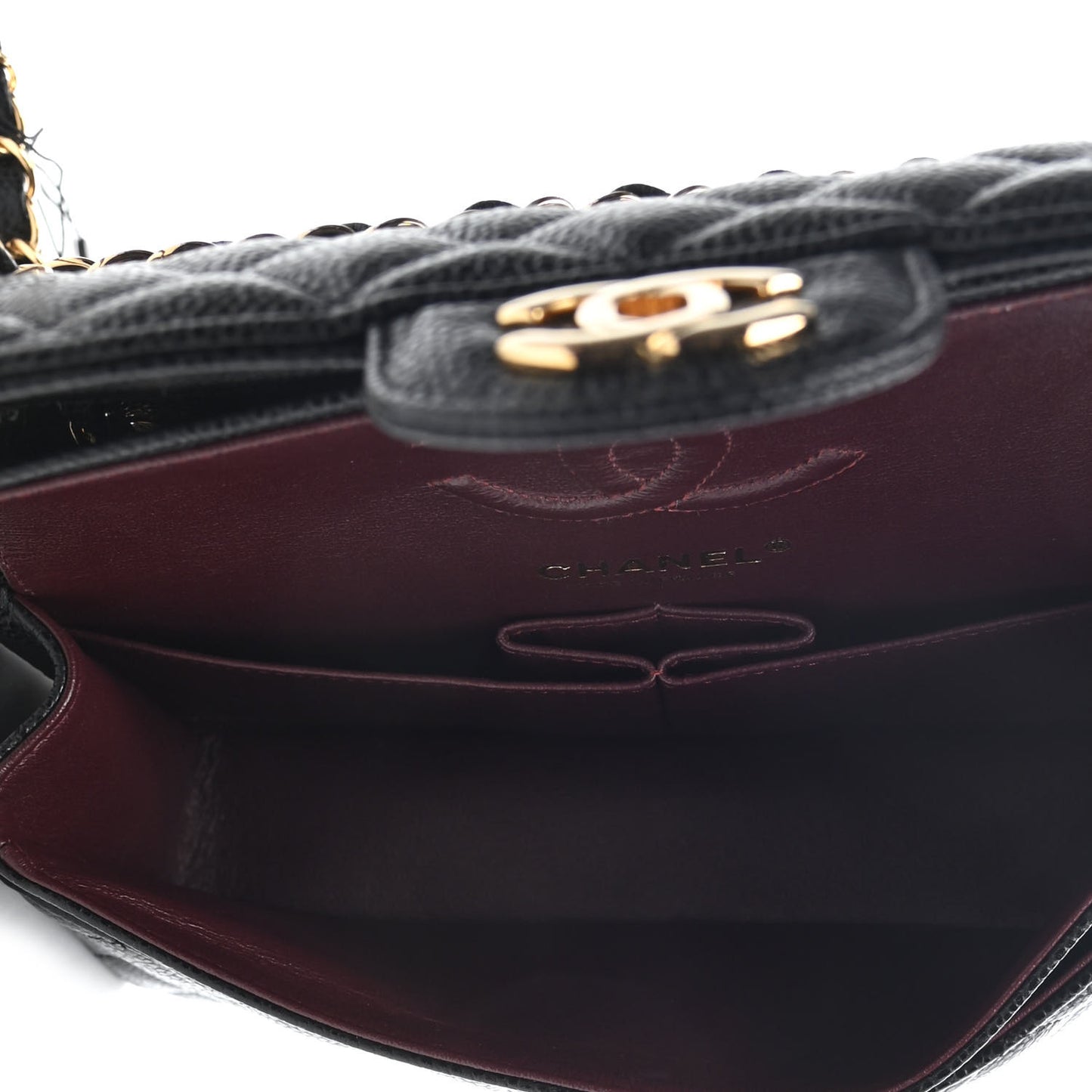 Caviar Quilted Small Double Flap Black
