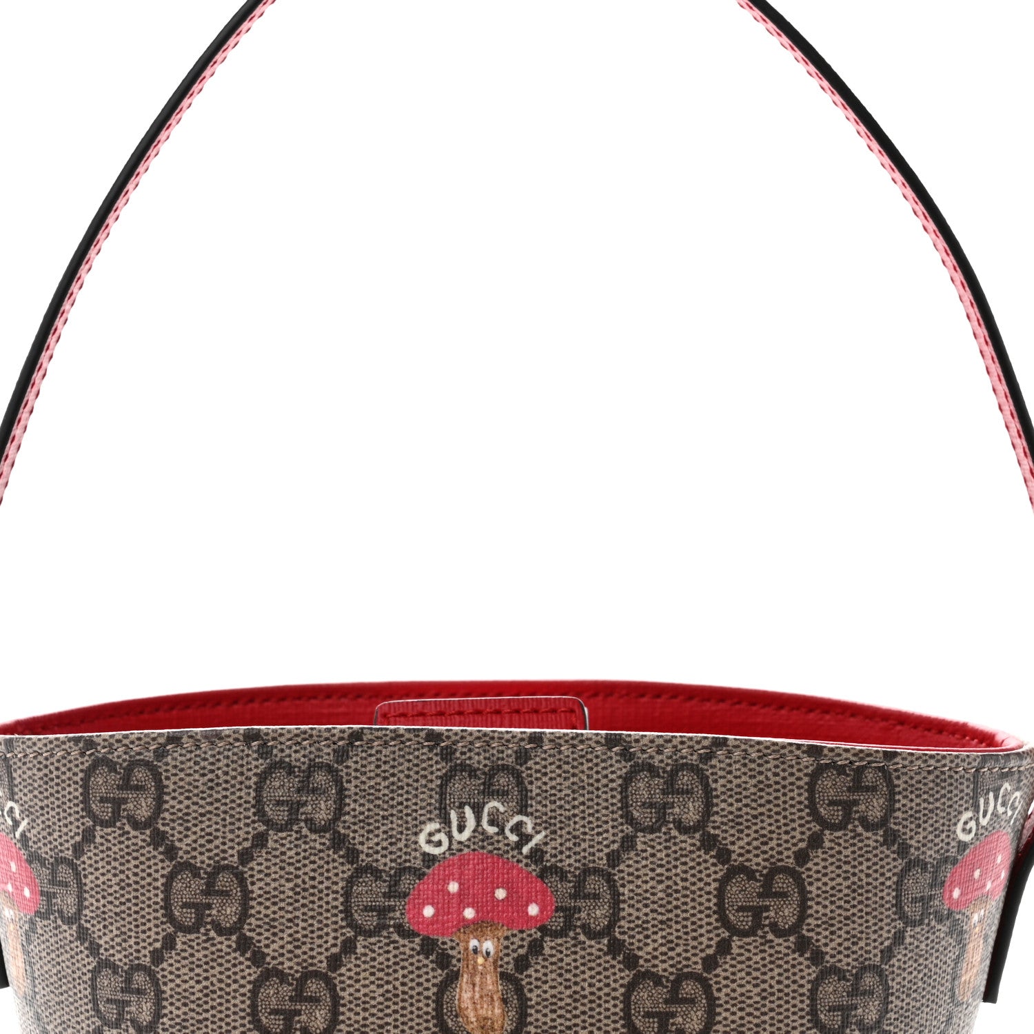 Gucci GG Supreme Monogram Childrens Printed Bucket Bag Beige Dark Brown Red 8 of 10