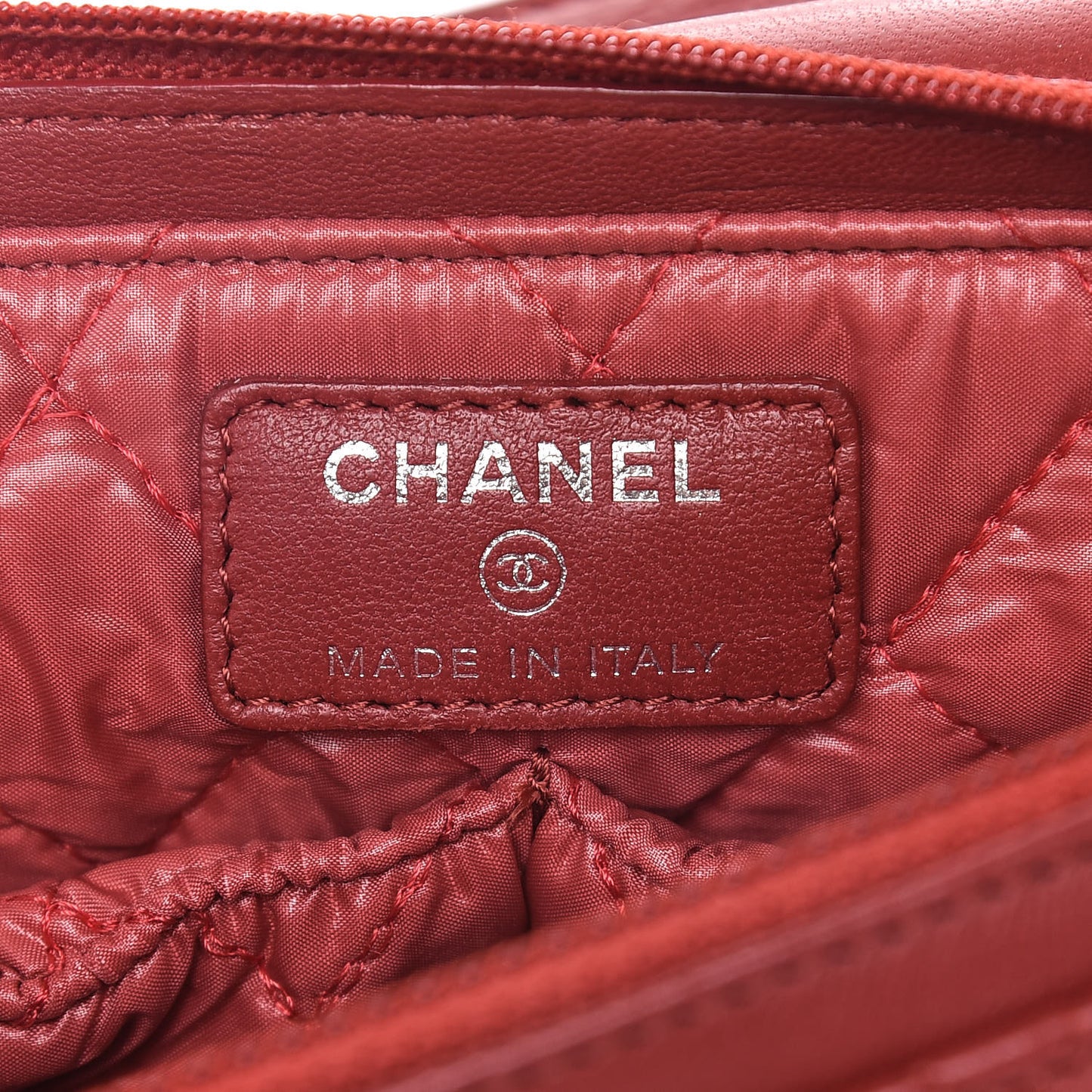 Lambskin Quilted Flap Cosmetic Case Red