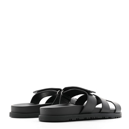 Hermes Calfskin Womens Chypre Sandals 37 Black 4 of 12