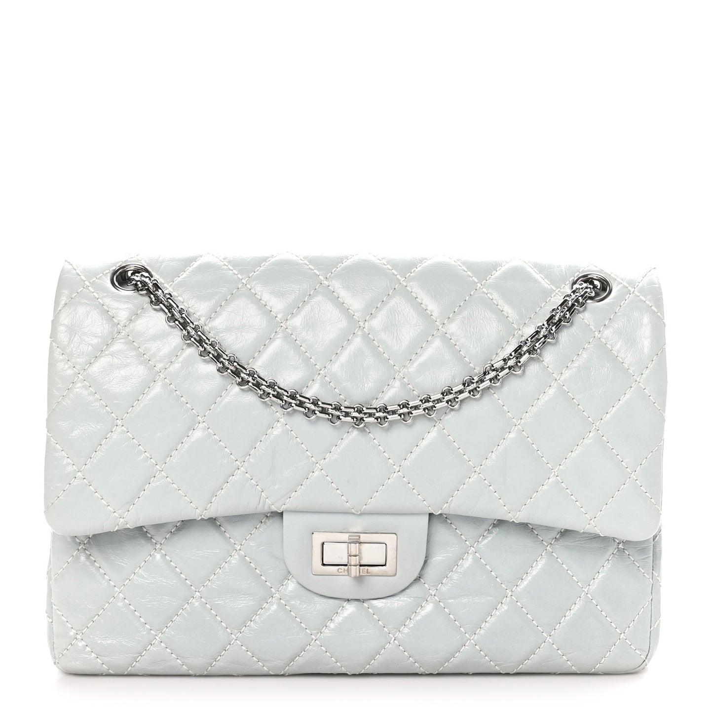Glazed Calfskin Quilted Surpique 2.55 Reissue Flap Light Blue