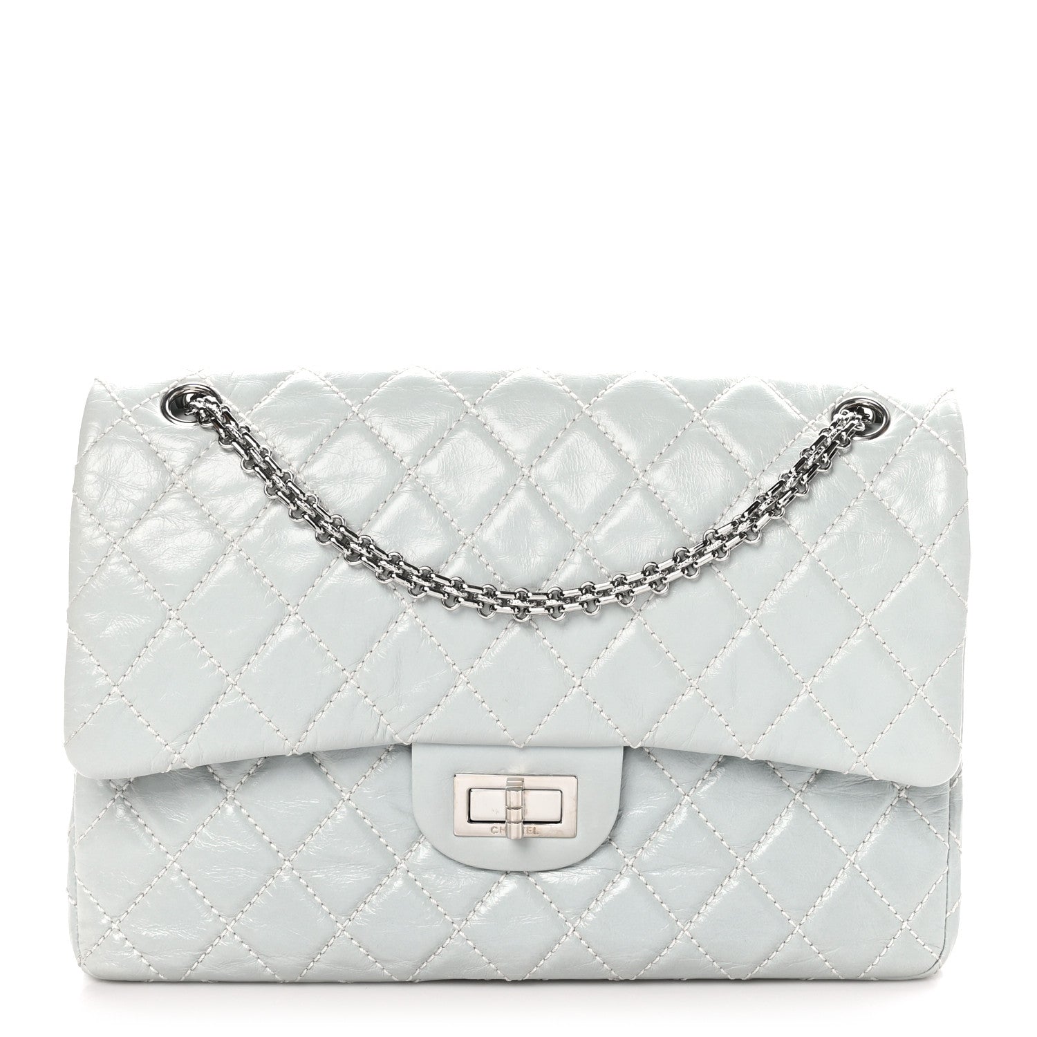 Chanel Glazed Calfskin Quilted Surpique 2.55 Reissue Flap Light Blue 1 of 10