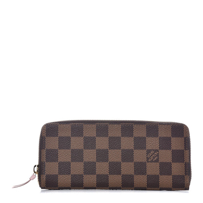 Louis Vuitton Damier Ebene Clemence Wallet Rose Ballerine 1 of 9