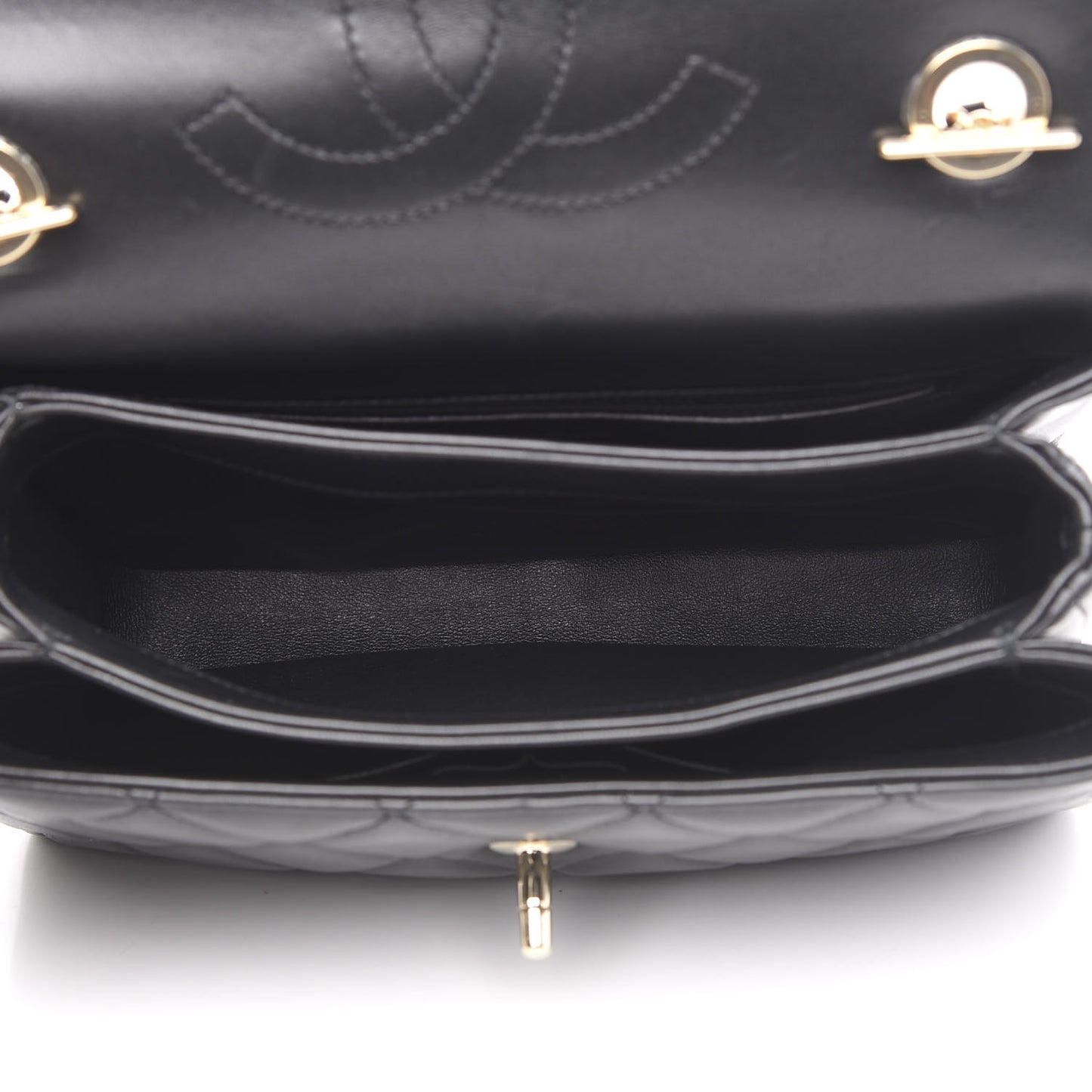 Lambskin Quilted Small Trendy CC Dual Handle Flap Bag Black