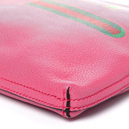 Gucci Pebbled Calfskin Medium Logo Portfolio Clutch Box Pink Green 11 of 15