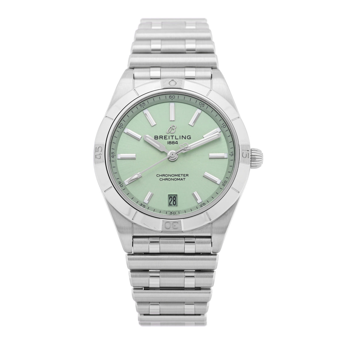 Stainless Steel 36mm Chronomat Automatic Watch Mint Green A10380