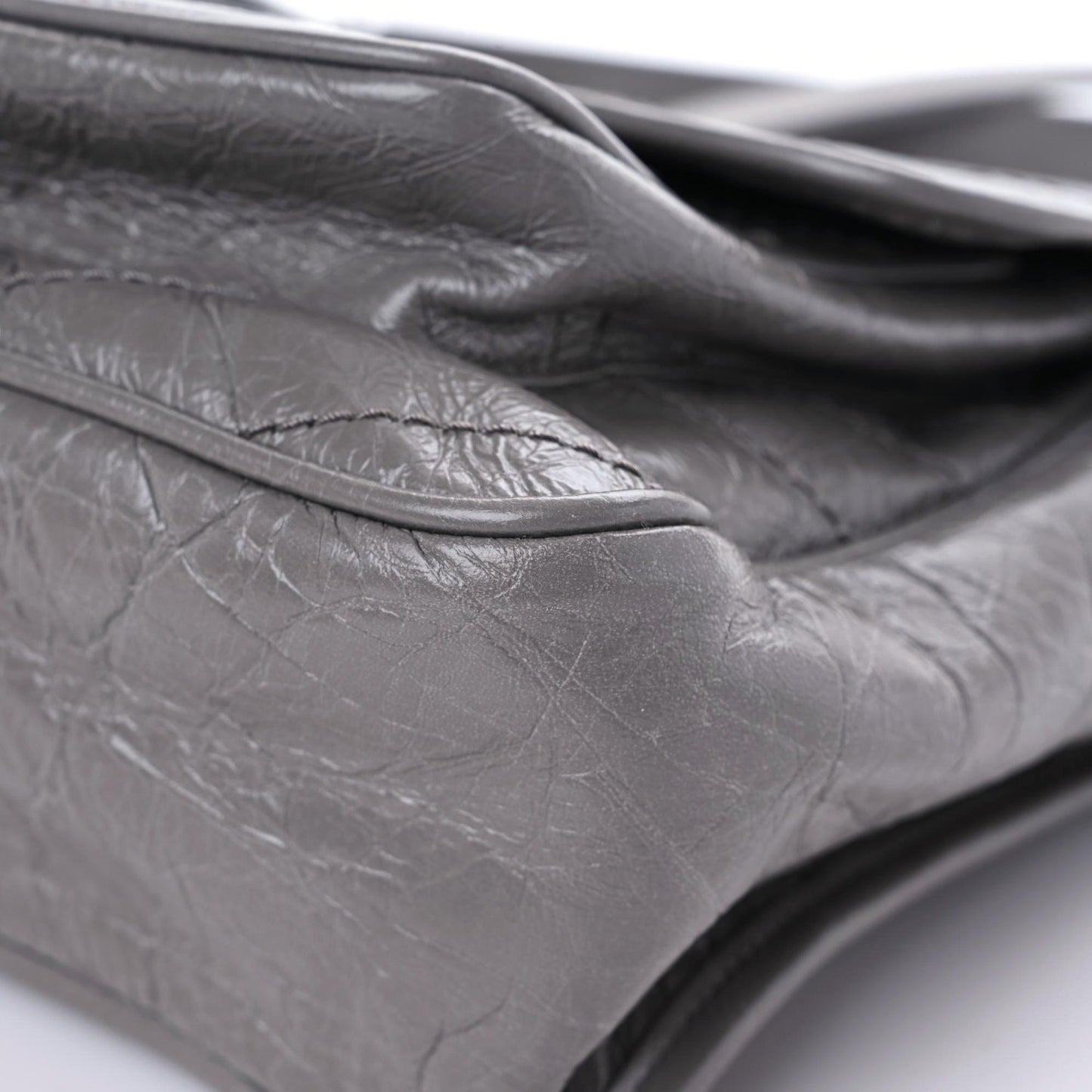 Crinkled Calfskin Matelasse Monogram Large Niki Chain Satchel Fog