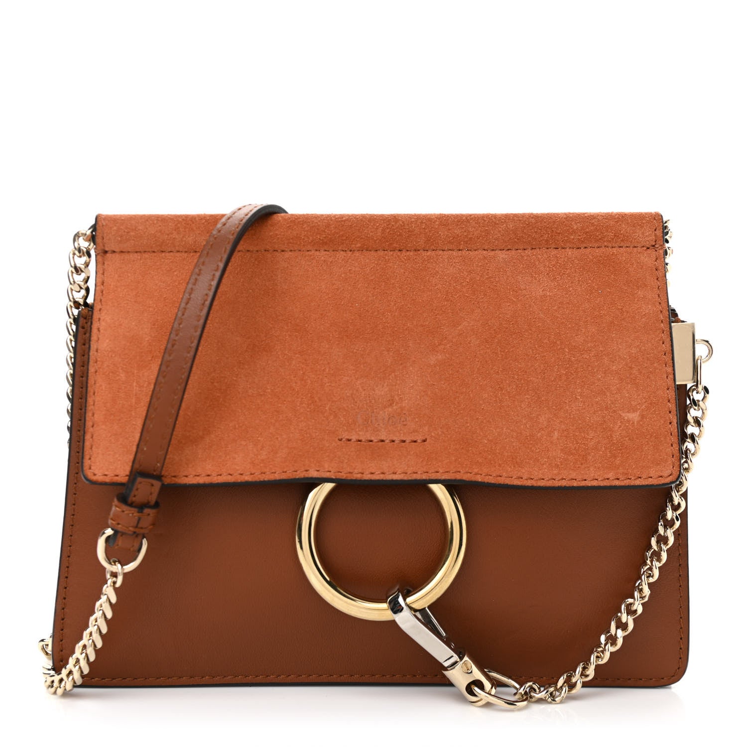 Chloe Calfskin Suede Mini Chain Faye Shoulder Bag Tobacco 1 of 12