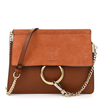 Chloe Calfskin Suede Mini Chain Faye Shoulder Bag Tobacco 1 of 12
