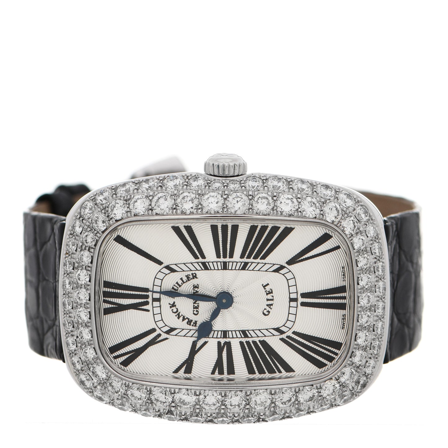 18K White Gold Alligator Diamond Pave Bezel 34mm Quartz Watch 3002LQZR