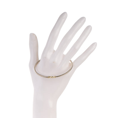 David Yurman Sterling Silver 18K Yellow Gold 3mm Cable Buckle Bracelet 2 of 4