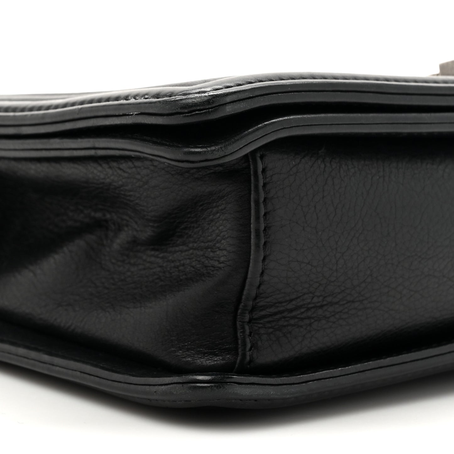 Calfskin Crystal Embossed Medium Boy Flap Black