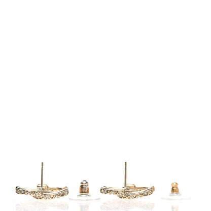 Chanel Metal Crystal CC Earrings Gold 4 of 5