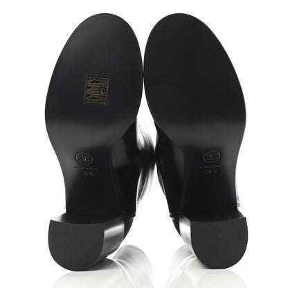 Chanel Crackled Calfskin CC Short Boots 36.5 Black 5 of 10