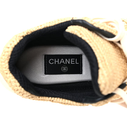 Chanel Braided Raffia Womens CC Sneakers 38.5 Beige 6 of 7