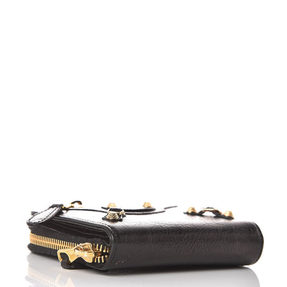 Balenciaga Agneau Giant 12 Gold Hardware Bill Fold Zip Wallet Black 4 of 11