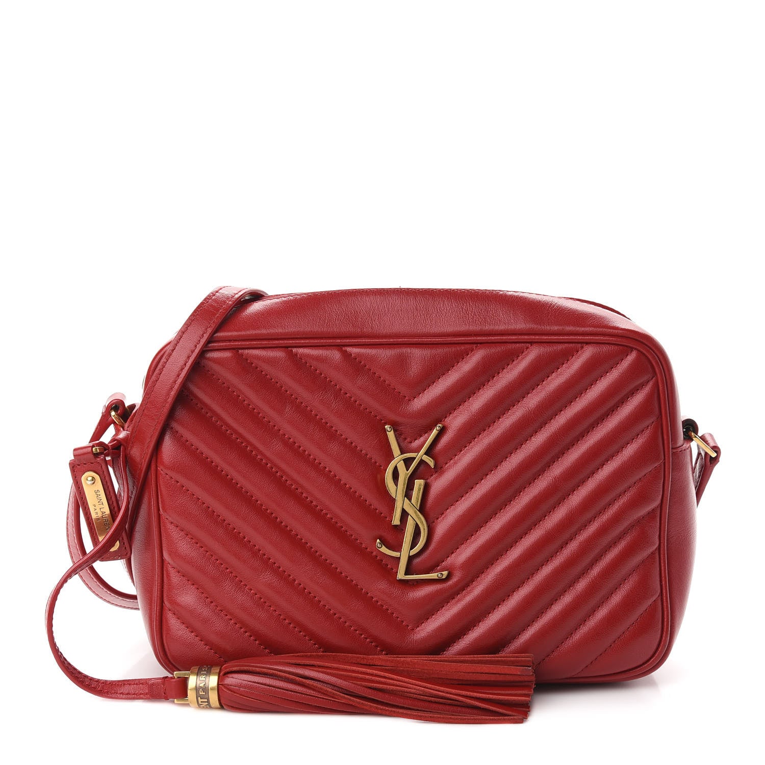 Saint Laurent Calfskin Matelasse Monogram Lou Camera Bag Red 1 of 9
