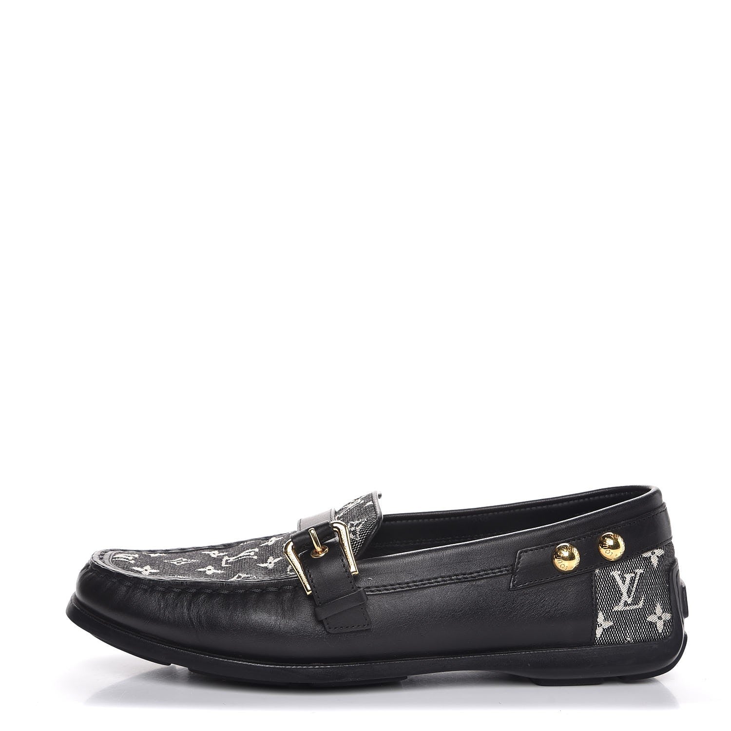 Louis Vuitton Calfskin Mini Lin Loafers 37 Black 1 of 11