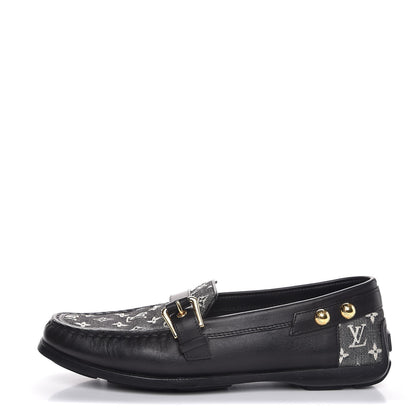 Louis Vuitton Calfskin Mini Lin Loafers 37 Black 1 of 11