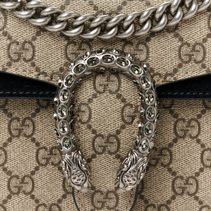 Gucci GG Supreme Monogram Suede Crystal Small Dionysus Shoulder Bag Beige Ebony Black 8 of 10