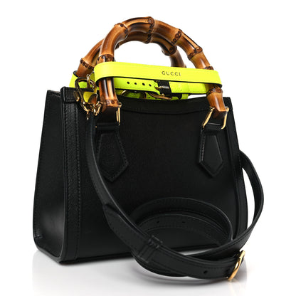 Gucci Wonka Grain Calfskin Mini Diana Tote Bag Black Yellow Fluo 3 of 9