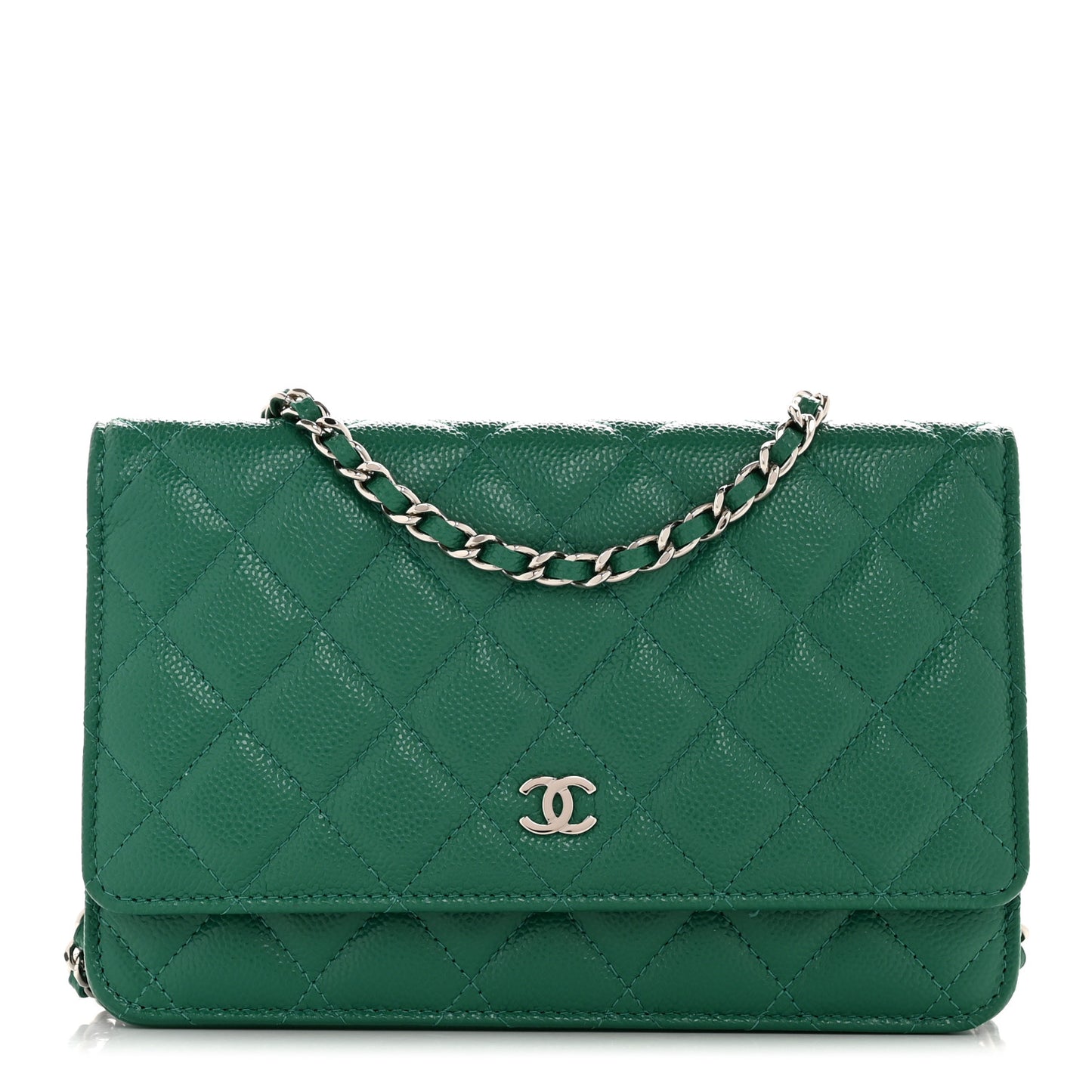 Caviar Quilted Wallet On Chain WOC Green