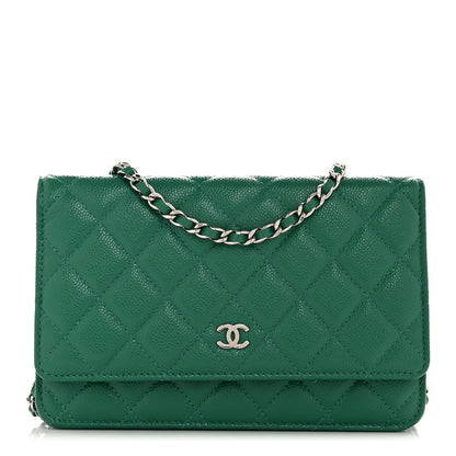 Chanel Caviar Quilted Wallet On Chain WOC Green 1 of 12