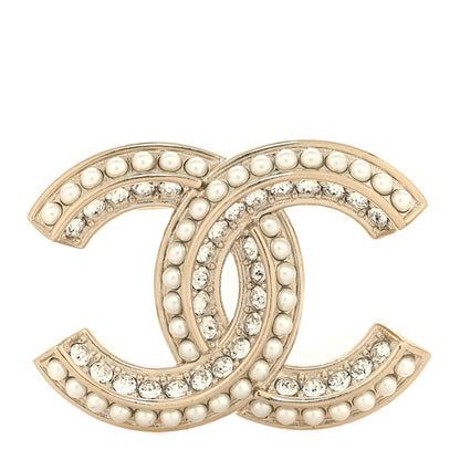 Chanel Pearl Crystal Queen of France CC Brooch Gold 1 of 3