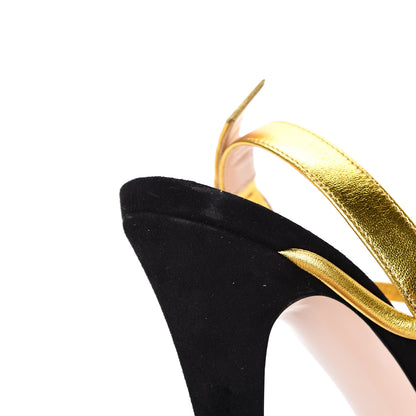Gucci Metallic Nappa Sylvie Web Sandal 37.5 Gold 10 of 14